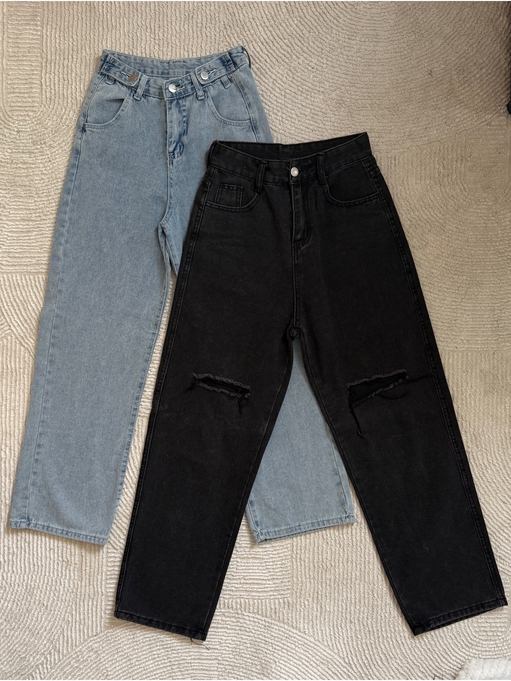 YesStyle Boyfriend Jeans — Black & Light Blue